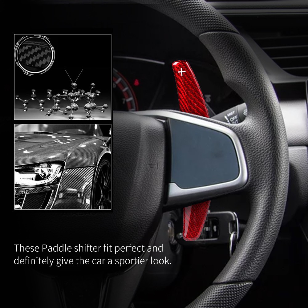 thumbnail image 2 of Aazon.co: 2PCS Steering Wheel Tri Paddle Shifter Extensions Carbon Fiber Decal Sticker 2 of 10
