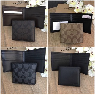 COACH SLIM BILLFOLD WALLET กระเป๋าสตางค์ผู้ชาย แบบบาง มีช่องใส่บัตรทั้ง 2 ข้าง