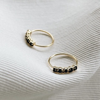 Endless Hoops, Black CZ, 18K Gold Plated Sterling Silver Earrings E0042 | เงินแท้ 925 ชุบทองเเท้ 18 กะรัต