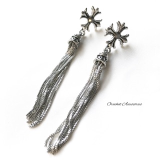 Rocky chrome SL earrings. (ต่างหูระย้าก้านเงินแท้ 92.5)