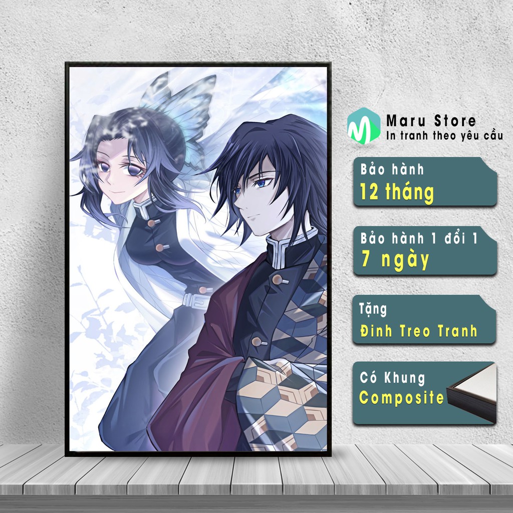 ภาพวาดผ้าใบ Tomioka Giyuu และ Shinobu