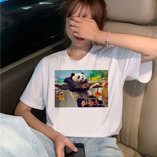 [COD]เสื้อยืด พิมพ์ลายสวนสัตว์ แพนด้าน่ารัก สําหรับผู้หญิง
