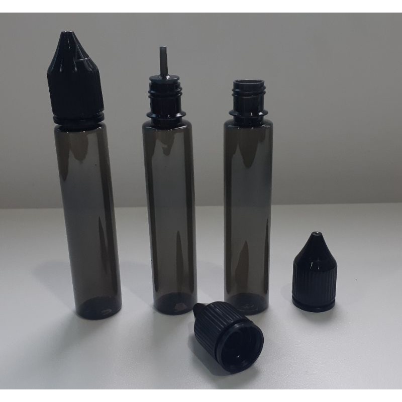 ขวดหยด พลาสติก สีดำ โปร่งแสง ขนาด30ml (แบบยาว ) คุณภาพสูง (ฝากันเด็กเปิด) V3