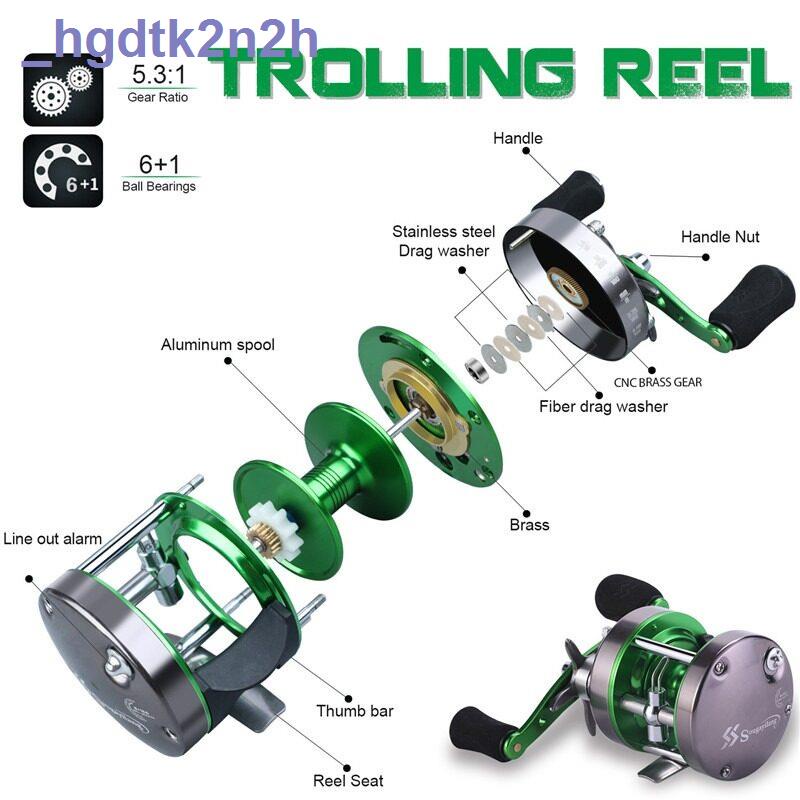 Sougayilang Trolling Fishing Reels 61BB 5.31 Gear Ratio Full Metal Body