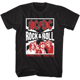 ย้อนยุคเสื้อยืดผ้าฝ้าย พิมพ์ลายวงร็อควงร็อควงดนตรี Daily Geek Acdc Highway To Hell World Tour สําหรับผู้ชายS-5XL