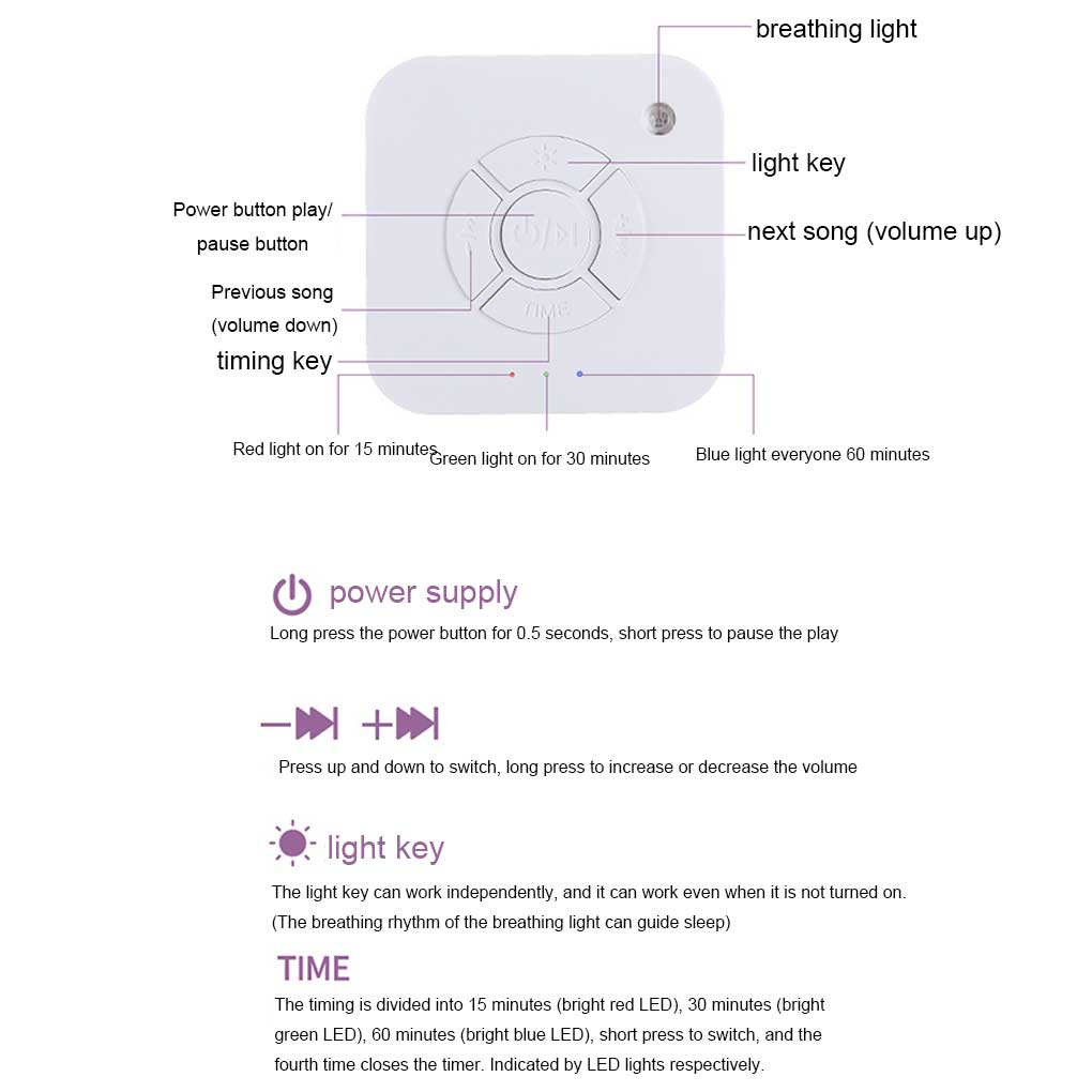 [ff86]White Noise Machine Baby Sleep Soother Sound Player Night Light Auto-off Timer White Noise Player