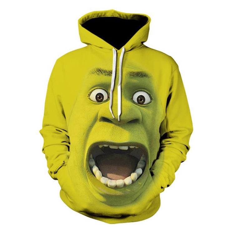 3d พิมพ์ Hoodie Shrek Hoodie เสื้อกันหนาว Unisex การพิมพ์ดิจิตอล Outerwear