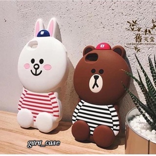 เคสหมีบราวน์ เสื้อลาย ซิลิโคนนิ่มทั้งอัน งานสวย น่ารัก คลุมเครื่อง