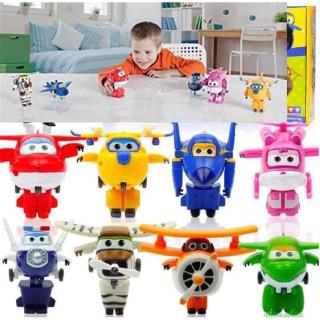 8Pcs Set Cartoon Super Wings Deformation Airplane Toy Robot Action Figures Kids Gift