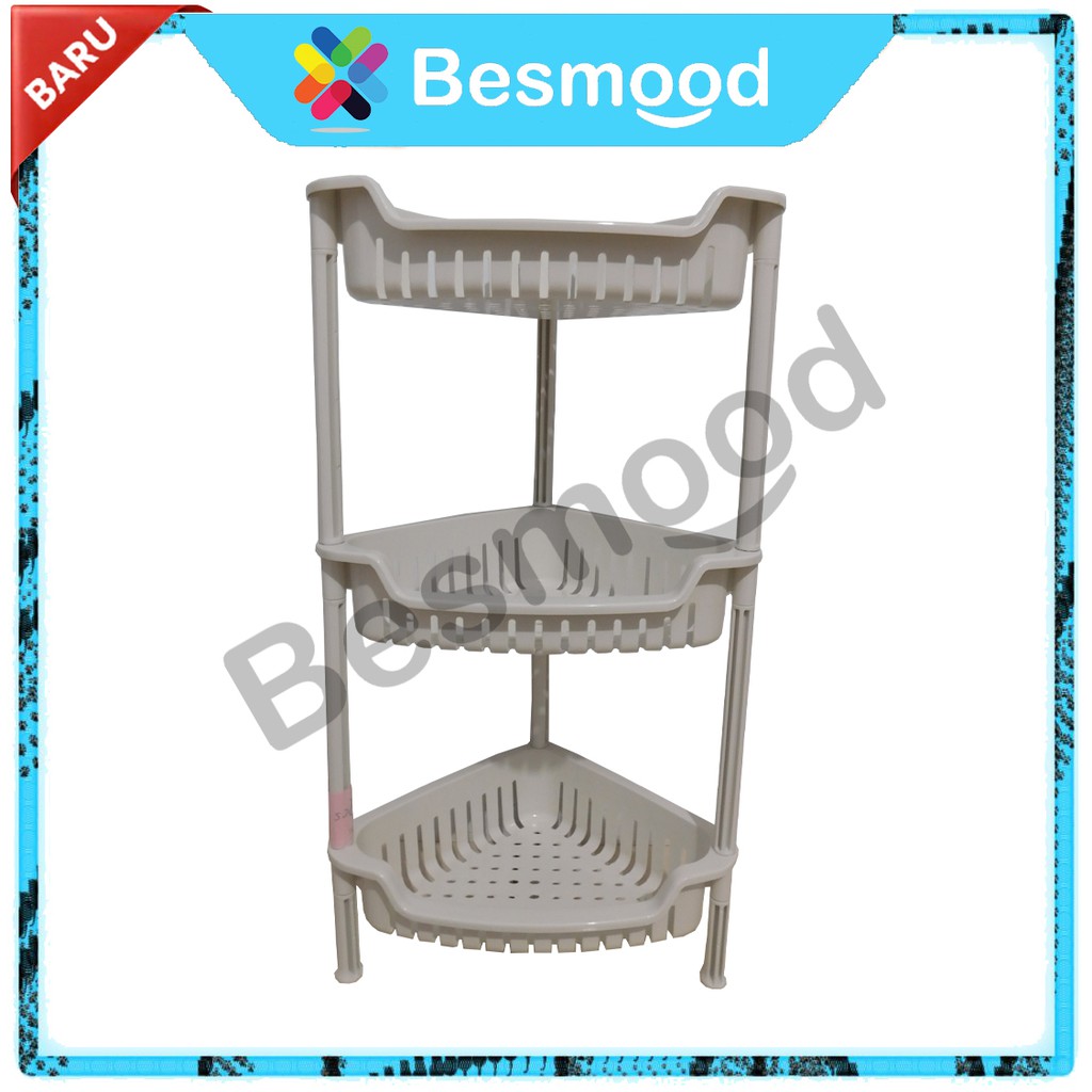 Besmood Elco Rios ชั้นวางของเข้ามุมอเนกประสงค์ 3 ชั้น