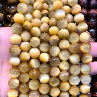 ตาเสือ สีทอง Gold Tigers Eye หินแก้ชง เรียกทรัพย์ เส้นยาว เกรด AAA