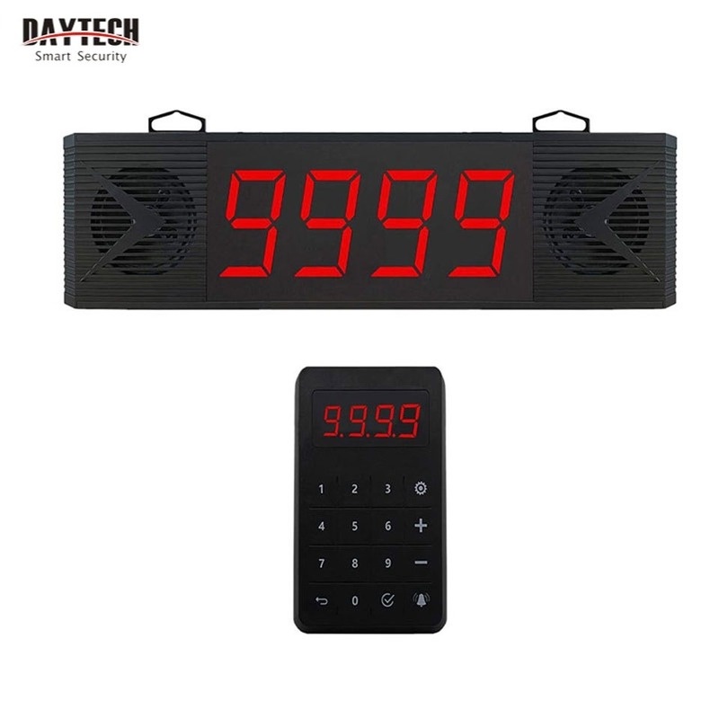 DAYTECH ระบบโทรคิวไร้สายปุ่มกดสัมผัสกันน้ําจํานวน Take A Number System 4-Digit ลําโพงคู่ระบบออกอากาศ