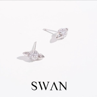 SWAN - MM Stud Earring ต่างหูติดหูเงินแท้ ฝังเพชรคิวบิกเซอร์โคเนีย cubic zirconia