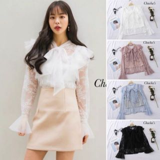 เสื้อลูกไม้แขนยาวสไตล์เกาหลี