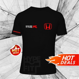 คอตต้อนคอกลมใหม่ เสื้อยืดแขนสั้น พิมพ์ลายโลโก้ Honda Civic Type R ไซซ์ XS S M L XL 2XL 3XL 4XL 5XLS-5XL