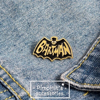 📬 พร้อมส่ง : 🦇 เข็มกลัดลายค้างคาวสีดำ “BARTMAN” | “BARTMAN” Black Bat Enamel Brooch Pin.
