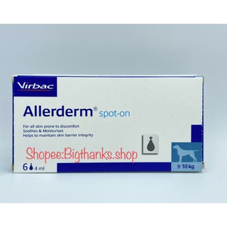 Allerderm Spot On 4 ml. จำนวน 6 หลอด Exp.10/23 เพื่อฟื้นฟูสุขภาพผิวหนัง และบำรุงเส้นขน ชนิดหยดหลัง สำหรับสุนัข