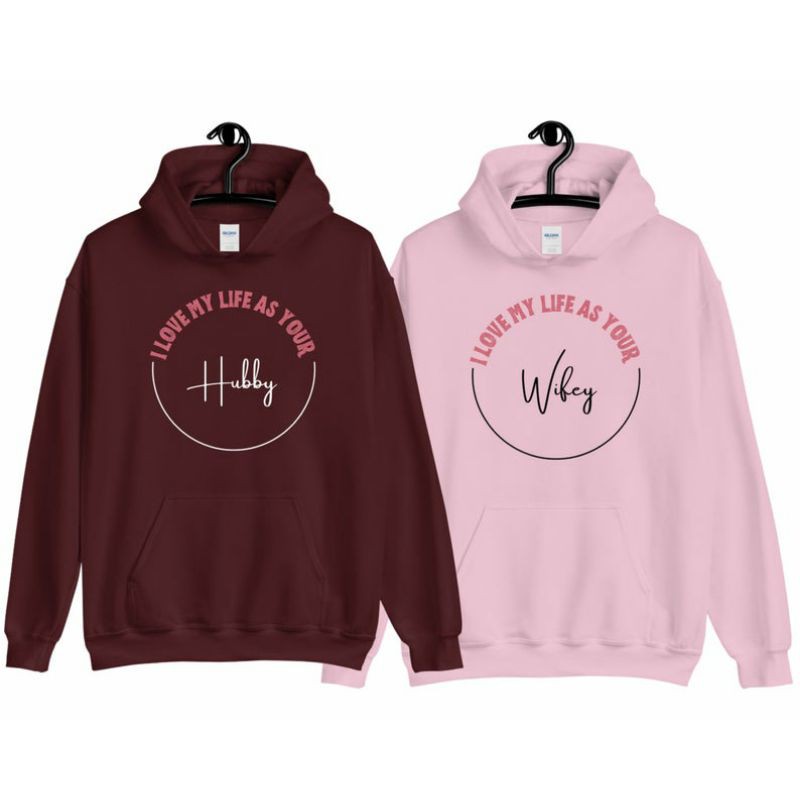 Just Jacket (S - XXXXXL 6XL) เสื้อแจ็คเก็ตมีฮู้ด COUPLE I LOVE MY LIFR AS MY HUBBY WIFE ใหญ่ขนาด ML 