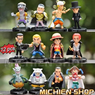 ฟิกเกอร์ One piece Luffy Zoro Shanks ของเล่นสําหรับเด็ก 12 ชิ้น ต่อชุด