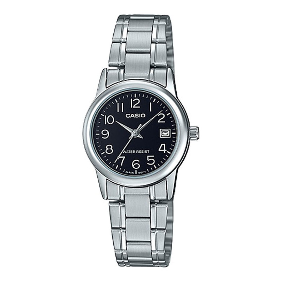 Casio Standard นาฬิกาข้อมือผู้หญิง สายสแตนเลส รุ่น LTP-V002,LTP-V002D,LTP-V002D-1B,LTP-V002D-1BUDF - สีเงิน
