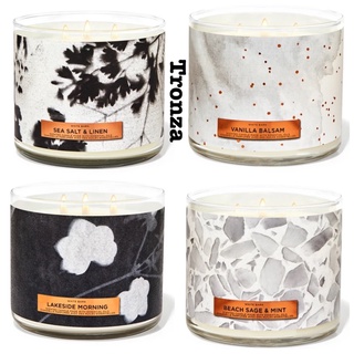 เทียนหอม 3 ไส้  Bath &amp; Body Works VANILLA BALSAM,BEACH SAGE &amp; MINT,LAKESIDE MORNING,SEA SALT &amp; LINEN ## 3 Wick Candle