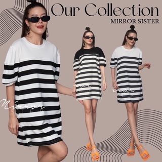 MiRRoRSiSTER’s La Blanche et Noire STRipe DReSS #20818.3 เดรสลายขวาง เดรสคอกลม เดรสใส่สบาย เดรสใส่ได้ทุกวัน เดรสทรงเบสิค