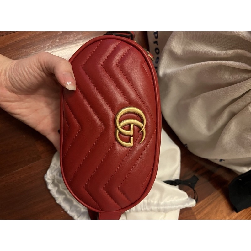 Used Gucci GG Marmont belt bag in red
