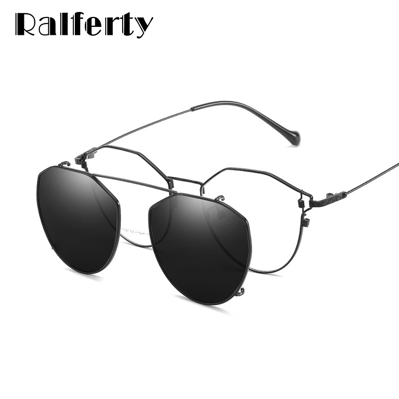 Ralferty 2 In 1 Prescription Sunglasses Myopia Ladies Eyeglasses Women39s Frame Clip On Glasses