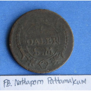 1718 Sweden Coin 1 Daler  สวีเดน 1 ดาเลอร์ คิงชาร์ลส์ที่ 12  เนื้อทองแดง ขนาด 24mm