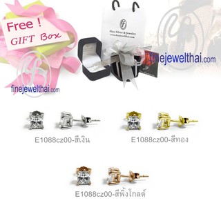 Finejewelthai ต่างหูเพชร-ต่างหูเงิน-เงินแท้925-ออกแบบพิเศษ-Silver-Diamond-Earring - E1088cz00 (สามารถเลือกสีตัวเรือนได้)