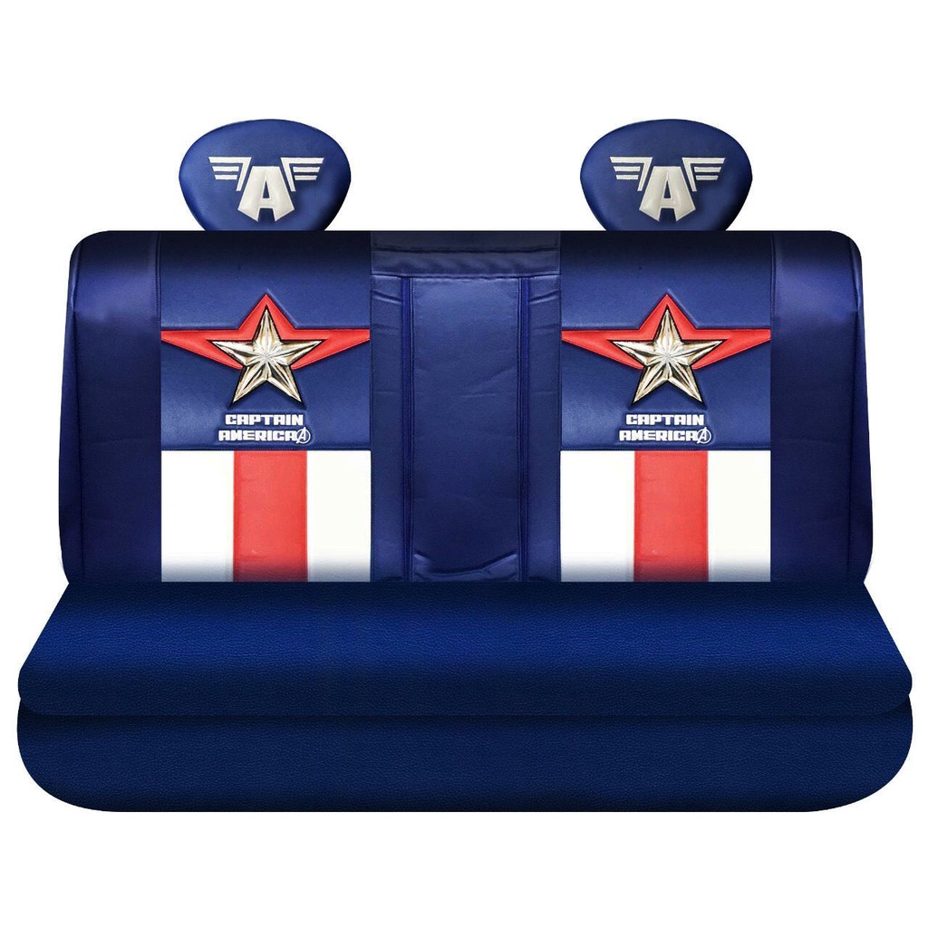 ลิขสิทธิ์แท้ กัปตันอเมริกา มาร์เวลดิอเวนเจอร์ หนังเทียม หุ้มเบาะรถยนต์ หุ้มเบาะหลัง คู่หลัง Captain America Back Seat