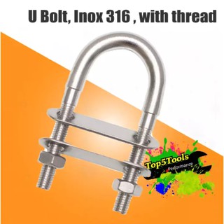 "U Bolt, Inox 316, with thread , LALIZAS" LZT-91368