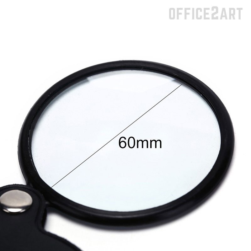 แว่นขยาย แว่นขยายพับได้ สีดำ Ø 60 มม. ( เลนส์ขยาย เลนส์ขยายพับได้ แว่นขยายมือถือ แว่นขยายพกพา แว่นขยายส่องพระ)