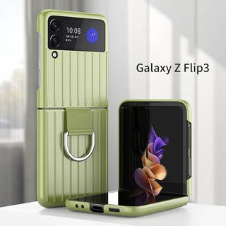 เคสโทรศัพท์มือถือ ป้องกันกระแทก พร้อมแหวนขาตั้ง สีแคนดี้ สําหรับ Samsung Galaxy Z Flip 3 Zflip3 Flip3 5G