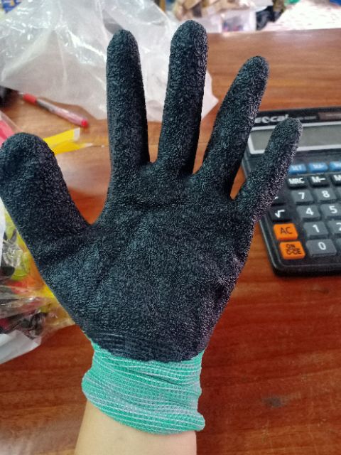 (คละสีส่ง!!) ถุงมือทำงาน ถุงมือเกาหลี เคลือบยางดำ กันบาด ถุงมือยาง ถุงมือทำสวน - รูปที่ 2