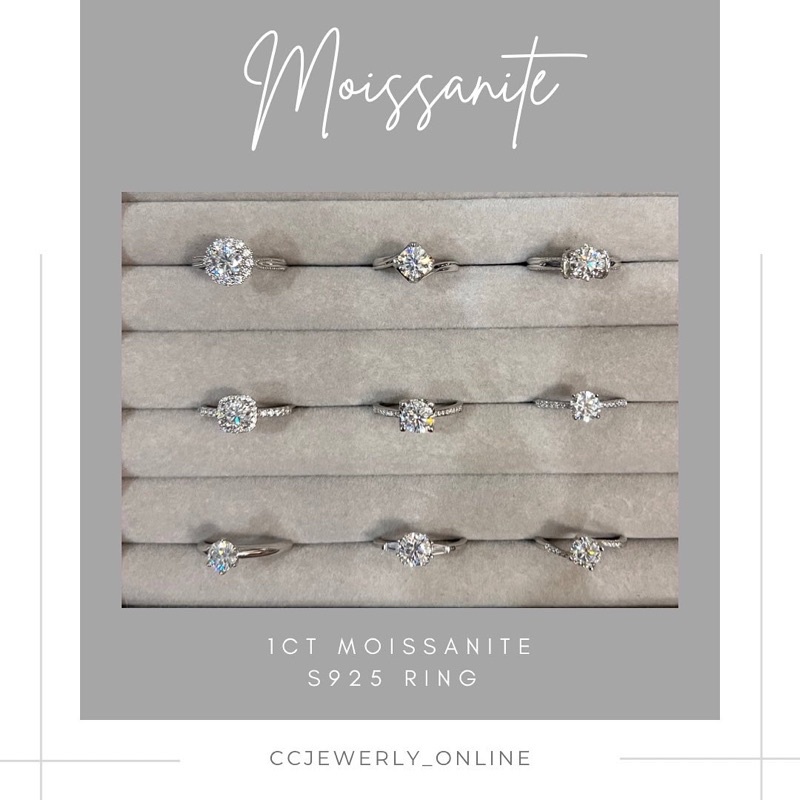 0.75ct - แหวน Moissanite S925 1ct