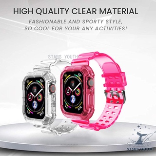 Neon glacier สาย สายรัด Candy Jelly สำหรับ For Apple Watch Series 7 6 4 5 3 2 1 ป้องกันการหล่นซิลิโคนกีฬาสายป้องกันเคส TPU  45 มม. 41 มม. 38 มม. 40 มม. 42 มม. 44 มม.