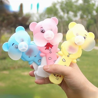 [คลังสินค้าใส]Hand Press Fan Plastic Cute Cartoon Bear Safe Mini Manual for Room Exercise Travel