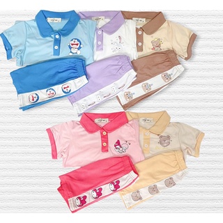 🧡#พร้อมส่ง เสื้อโปโลเด็กแขนสั้น + กางเกงขาสั้น สไตล์เกาหลี 5 สี 5 ลาย ใส่ได้ทั้งเด็กชาย-หญิง ลายการ์ตูนน่ารัก ใส่สบาย 🧡
