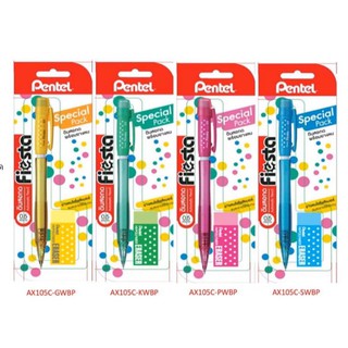 ชุดดินสอกด Pentel Fiesta ลายจุด พร้อมยางลบ