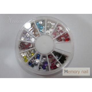 เพชรติดเล็บ กลม คละสี 4 มิล กล่องกลม