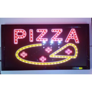 ป้ายไฟ LED สติ๊กเกอร์  พิซซ่า PIZZA ใช้กระแสไฟ 220 โวลท์ เสียบปลั๊กไฟบ้าน