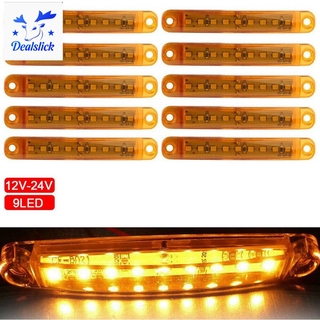 ไฟสัญญาณสีเหลืองอําพัน 9 Led 12 V สําหรับรถบรรทุกรถพ่วงรถบรรทุก 10 ชิ้น