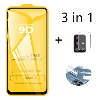 9d 3.-in-1 ฟิล์มกระจกนิรภัยกันรอยหน้าจอ สําหรับ Vivo Y33S Y11 Y20 Y20i Y12S Y15S Y21 Y50 Y30 V9 V15 V20 S1 Pro V11i Y93 Y91C Y95 Y91 U10 Y91i Y12 Y15 Y17 Y20S Y12A Y19 Y83 Y81I