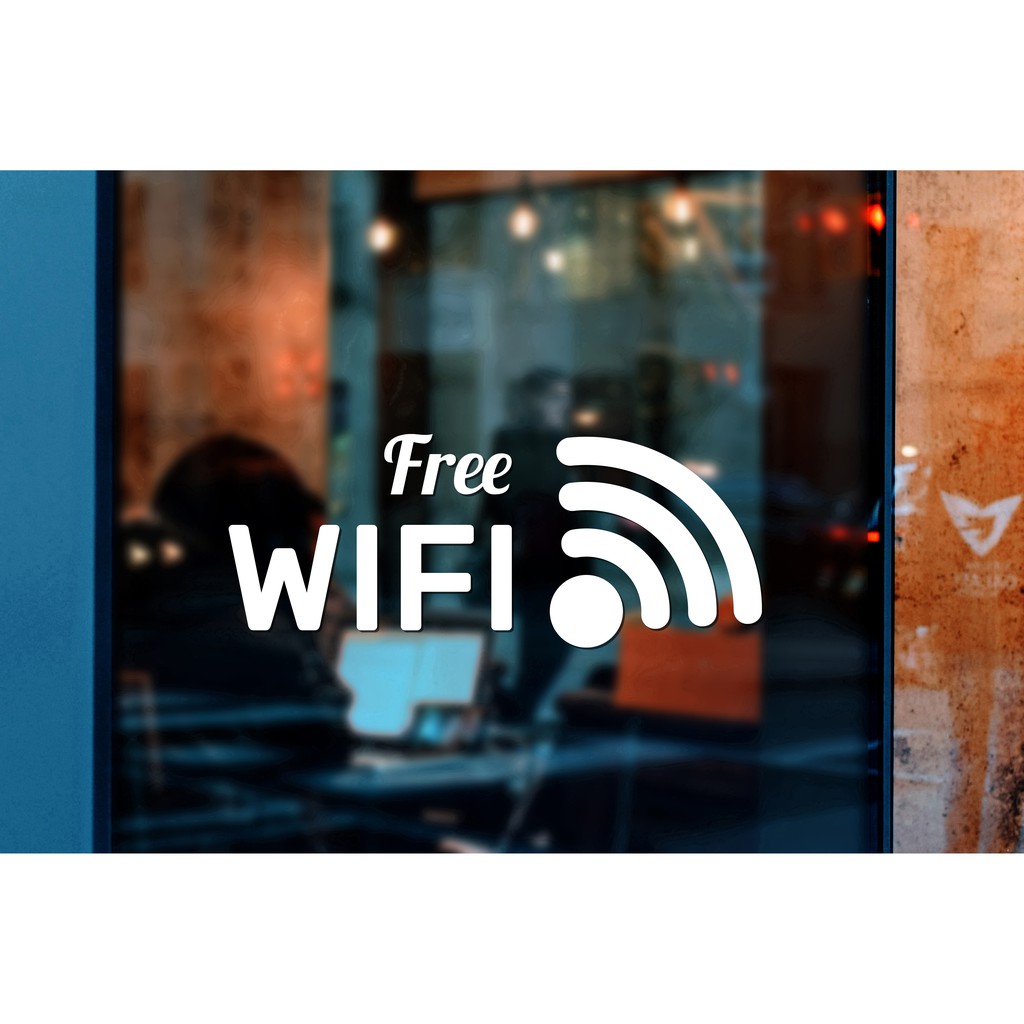 สติ๊กเกอร์ติดกระจก สติกเกอร์หน้าร้าน Free wifi ขนาด 25 x 10 cm. (G0035) สติกเกอร์ แต่งร้าน สติ๊กเกอร์ ฟรีไวไฟ