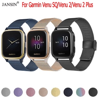 สาย garmin venu 2 plus สายรัดสเตนเลส สำหรับ Garmin Venu 2 2 Plus SQ Garmin venu sq music สมาร์ทวอทช์ GPS