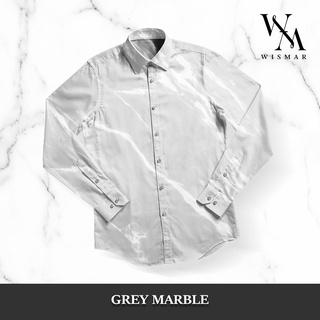 เสื้อเชิ้ตแขนยาวลายหินอ่อน(สีเทา):Grey Marble Shirt (Long-sleeved)