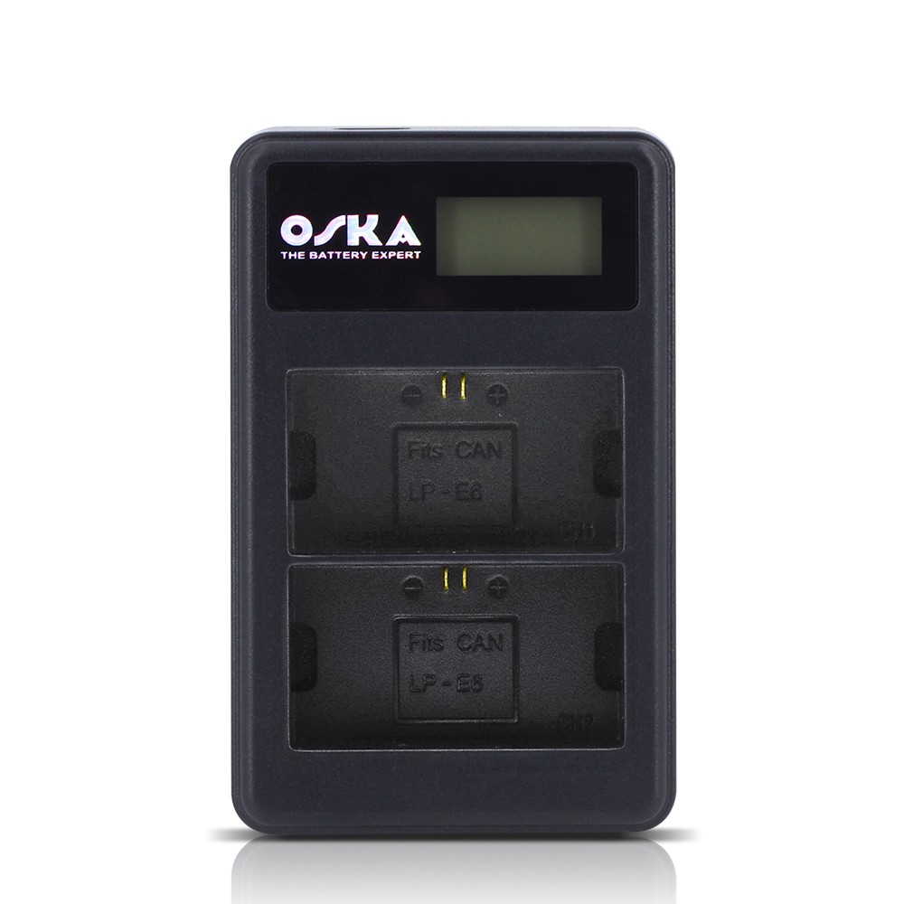 OSKA แท่นชาร์จแบตเตอรี่กล้อง Canon LP-E6/LP-E6N - แบบ 2 ช่อง