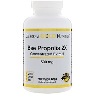 California Gold Nutrition, Bee Propolis 2X, Concentrated Extract, 500 mg, 240 Veggie Caps