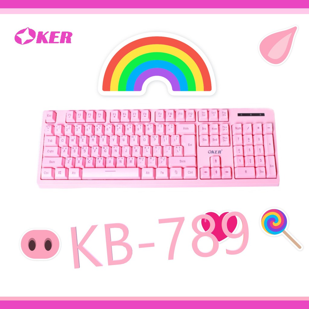 OKER KB-789 Keybord Gaming Blacklit PINK Evolution